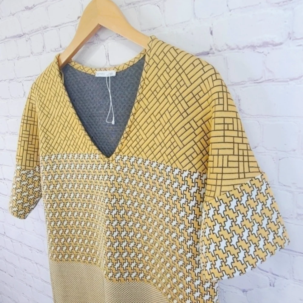 🟡 Zara🟡 NWOT 🍁 Geometric Patterned Tunic🖖 Sz S - Picture 4 of 10